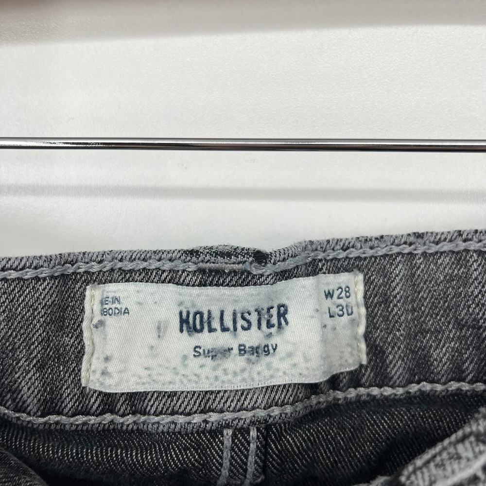 Hollister Super Baggy Snake Graphic Jeans Faded Gray Wide Leg Womens Size 28 - Picture 5 of 15
